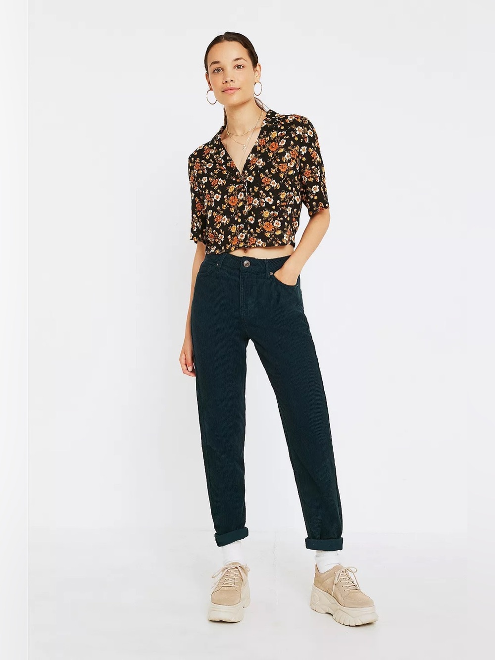 Urban Outfitters Dark Green Corduroy Boyfriend Jeans